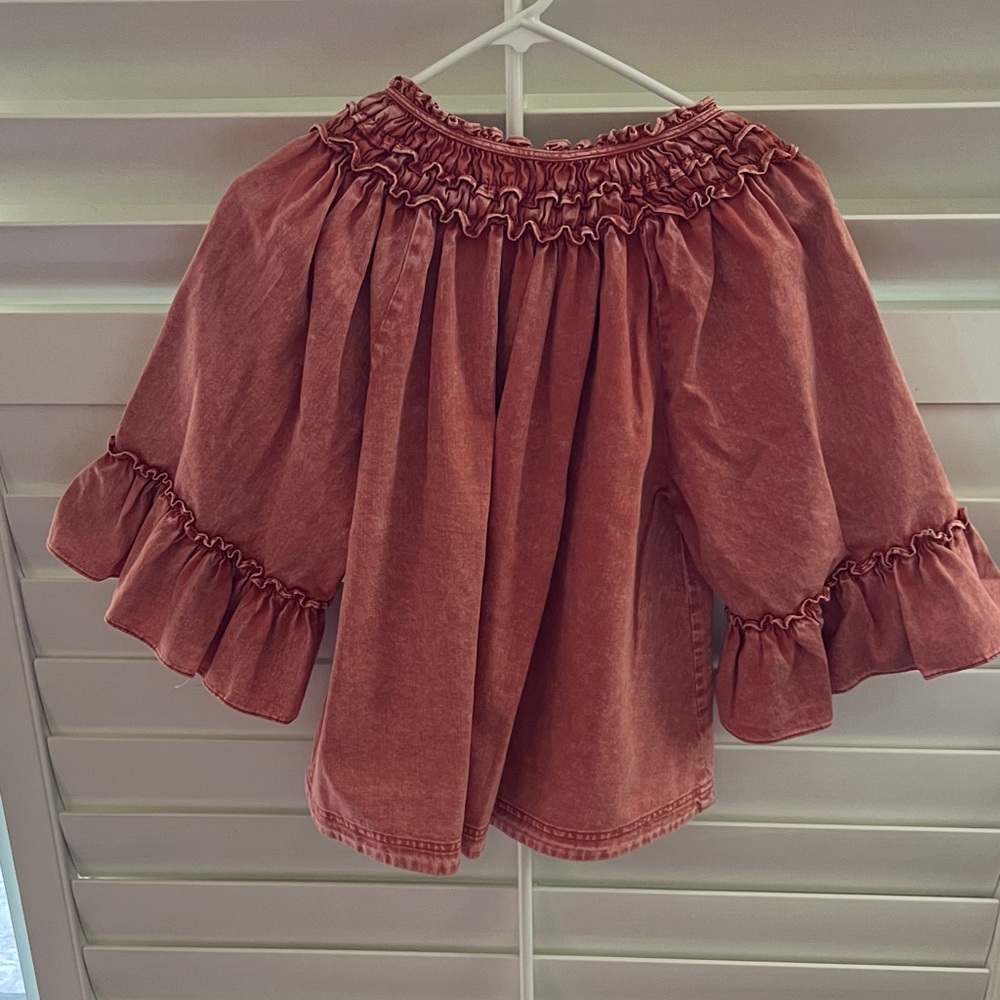 Free People Ruffle Neck Peasant Top - Picture 5 of 6